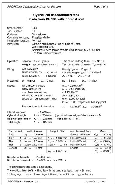 PROFITank - Construction sheet