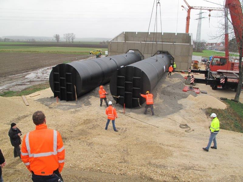 Placement of the pipe containers on previously prepared soil