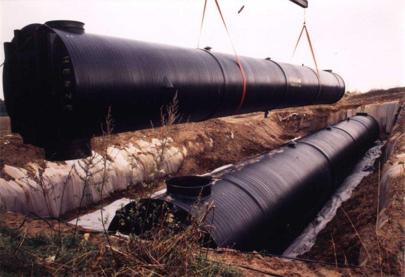 Storm water retention - Lifted Pipes at construction site