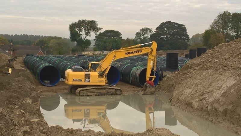 Storm Water solution - Excavator at construction site