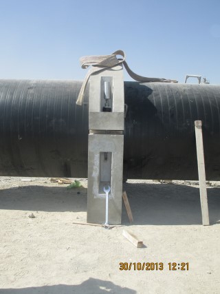 concrete blocks mounted in pipes