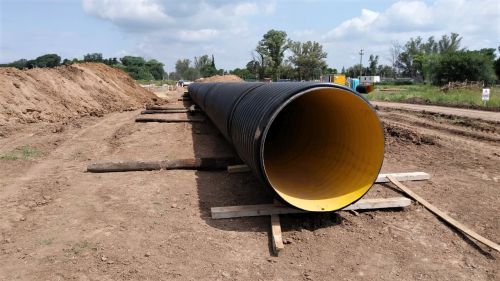 A Krah pipe laying on the ground ready to install