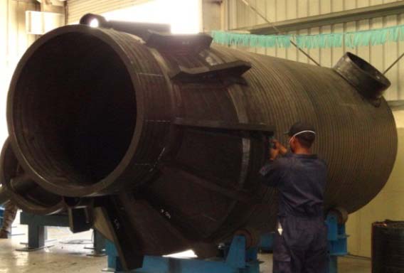 Pic 5: Fabrication of PE100-Sewer Manhole at UGPM (DN1600/1200, with cone, height 3800 mm) 