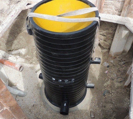 Figure 9: Krah Bahrain HDPE Manhole- Positioned onto Base Slab