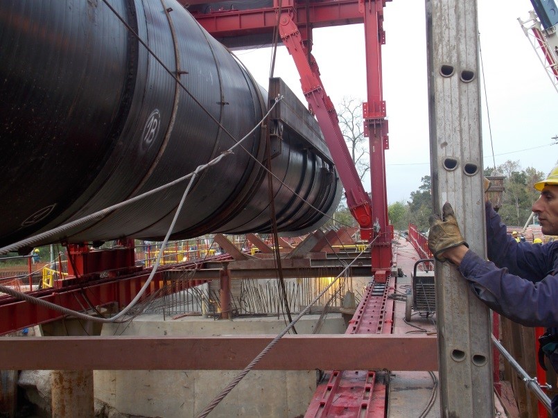 Welded pipe line right before the sinking procedure